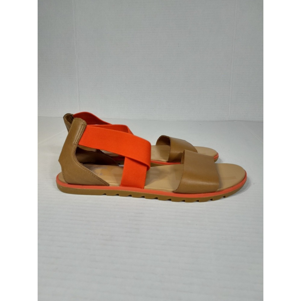 SOREL ELLA II FLAT Summer SANDAL   WOMEN Sz 7.5 / Orange  Tan - Picture 10 of 14